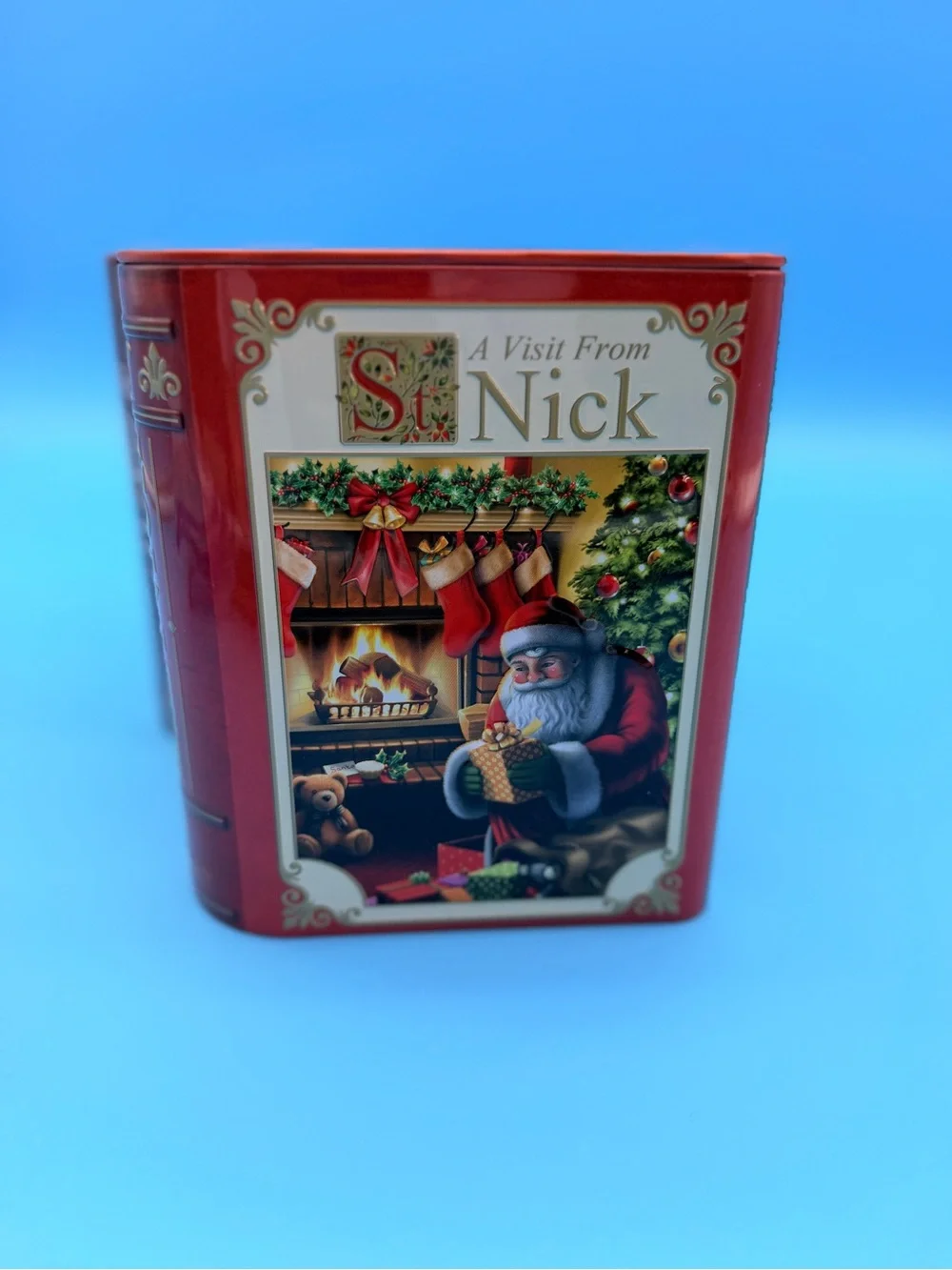 Holiday Decorative Tin Trio - Red & Blue Festive Canisters